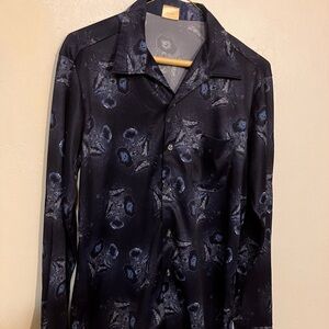 Stuart Mann vintage men’s polyester slim fit floral long sleeve California